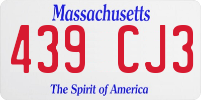MA license plate 439CJ3