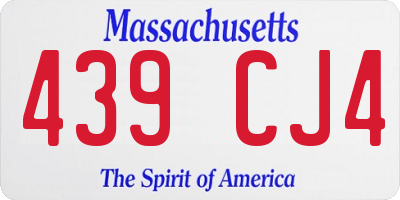 MA license plate 439CJ4