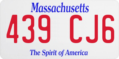 MA license plate 439CJ6