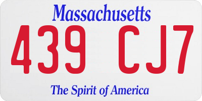 MA license plate 439CJ7