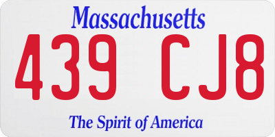 MA license plate 439CJ8