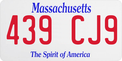 MA license plate 439CJ9