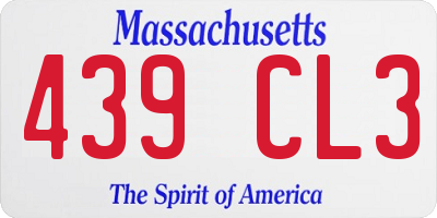 MA license plate 439CL3