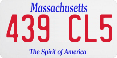 MA license plate 439CL5