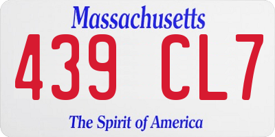 MA license plate 439CL7