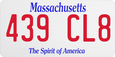 MA license plate 439CL8