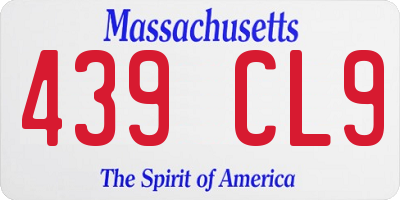 MA license plate 439CL9
