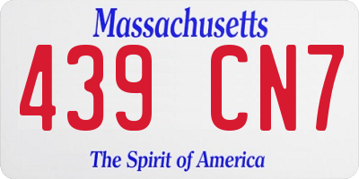 MA license plate 439CN7