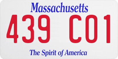 MA license plate 439CO1