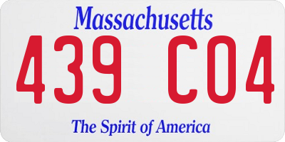 MA license plate 439CO4