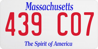 MA license plate 439CO7