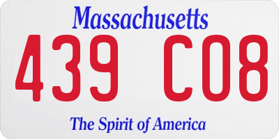 MA license plate 439CO8