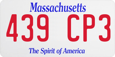 MA license plate 439CP3