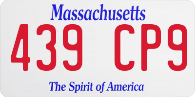 MA license plate 439CP9