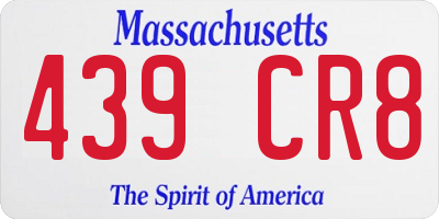 MA license plate 439CR8