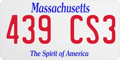 MA license plate 439CS3