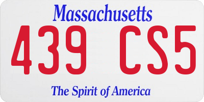MA license plate 439CS5