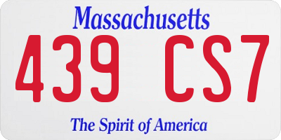 MA license plate 439CS7