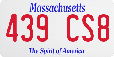 MA license plate 439CS8