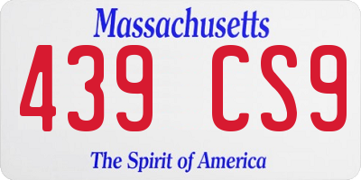 MA license plate 439CS9