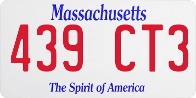 MA license plate 439CT3