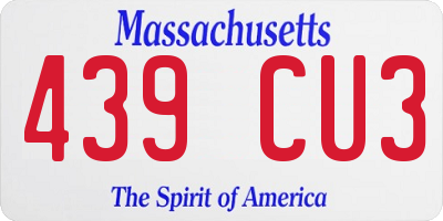 MA license plate 439CU3