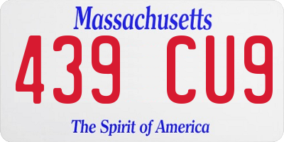 MA license plate 439CU9
