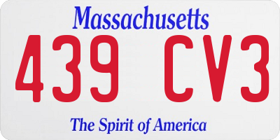 MA license plate 439CV3