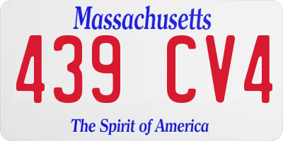 MA license plate 439CV4