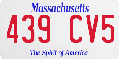 MA license plate 439CV5