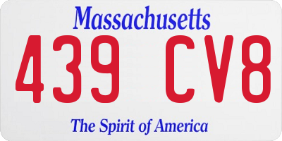 MA license plate 439CV8