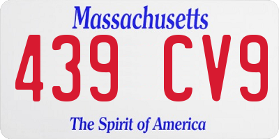 MA license plate 439CV9