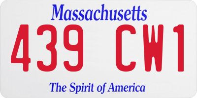 MA license plate 439CW1