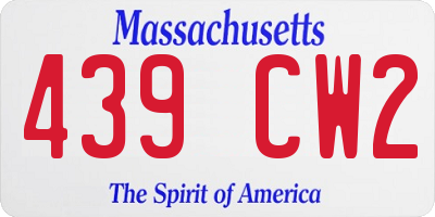 MA license plate 439CW2