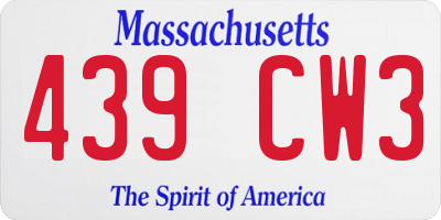 MA license plate 439CW3