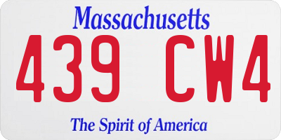 MA license plate 439CW4