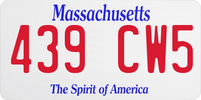 MA license plate 439CW5