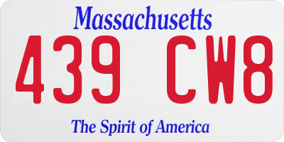 MA license plate 439CW8