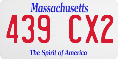MA license plate 439CX2
