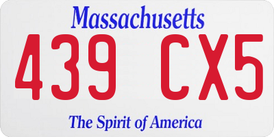MA license plate 439CX5