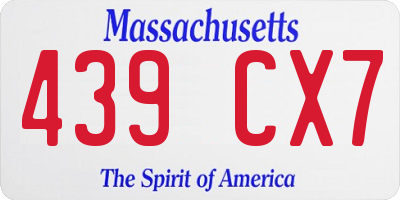 MA license plate 439CX7
