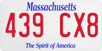 MA license plate 439CX8