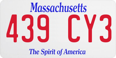 MA license plate 439CY3