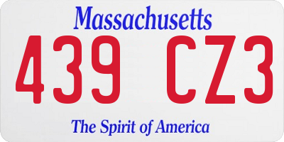 MA license plate 439CZ3
