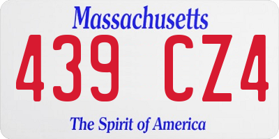 MA license plate 439CZ4