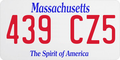 MA license plate 439CZ5