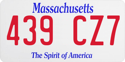 MA license plate 439CZ7
