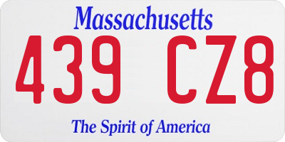 MA license plate 439CZ8