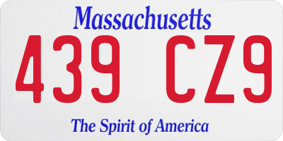 MA license plate 439CZ9