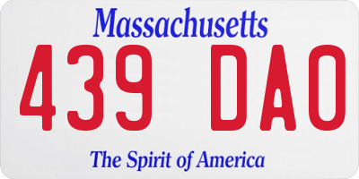 MA license plate 439DA0